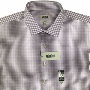 Kenneth Cole Reaction Dress Shirt Mens 17-34/35 Purple Micro Check Slim Fit New!